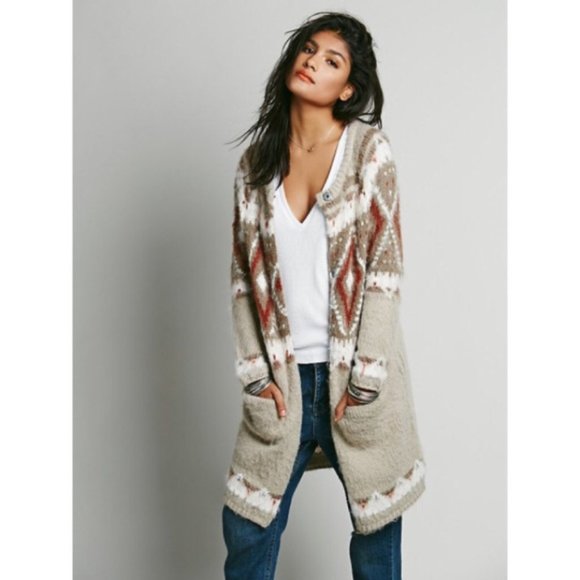 Free People Sweaters - Free People Fair Isle Long Cardigan Small